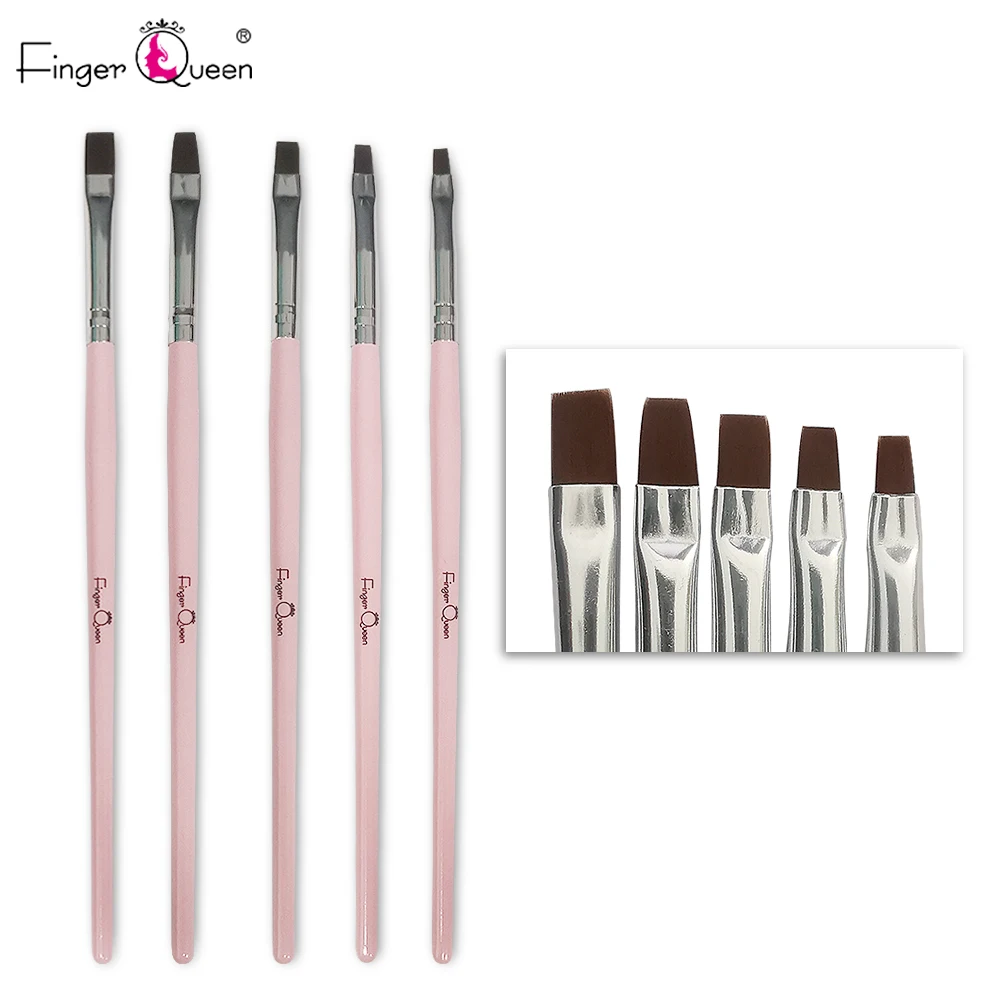 1Set-pink 5 шт. деревянный держатель щетки для ногтей комплект, кисть для ногтей Покраска ногтей художественная кисть для щетка для ногтей Гель-лак для живописи кисти инструменты B057 - Цвет: 1Set-pink