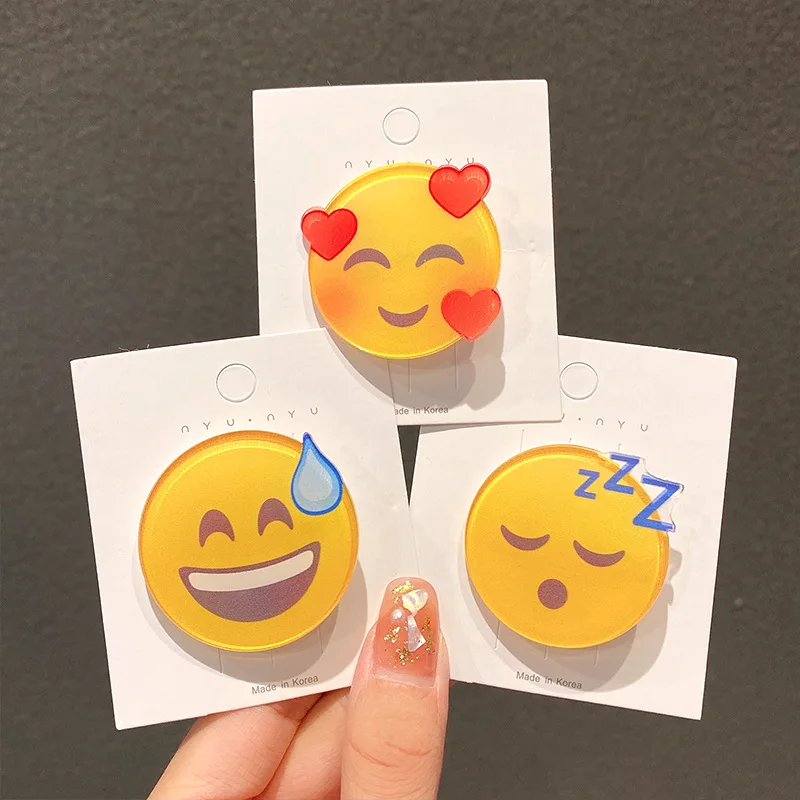 1Pcs Fashion Emojied Hairpin Speechless Sweat Angry Water Drop Hair Clip For Cool Girls Funny Emoticons Hairpin Hair Accessories head scarves