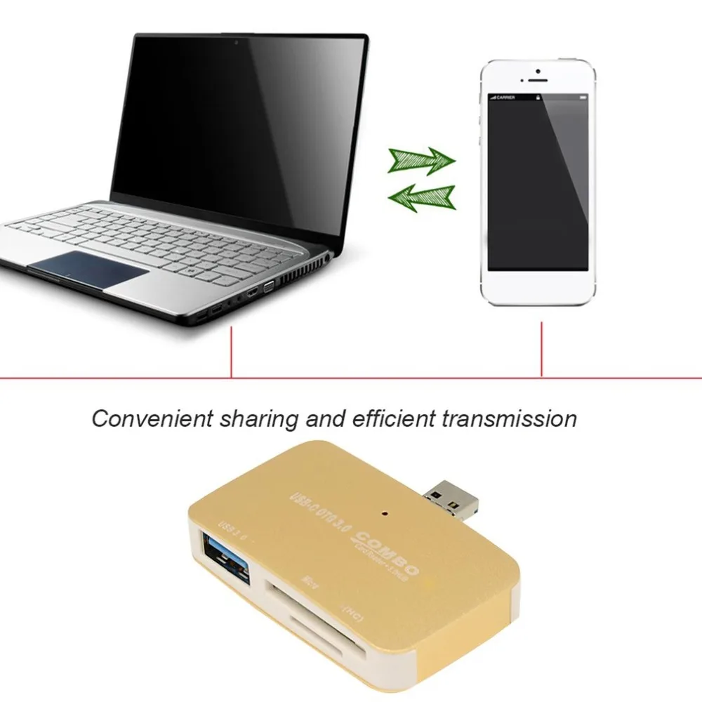 Алюминиевый сплав Универсальный USB3.0 и Micro USB 2 в 1 интерфейс Поддержка USB 3,0 концентратор безопасности цифровая карта памяти TF кард-ридер