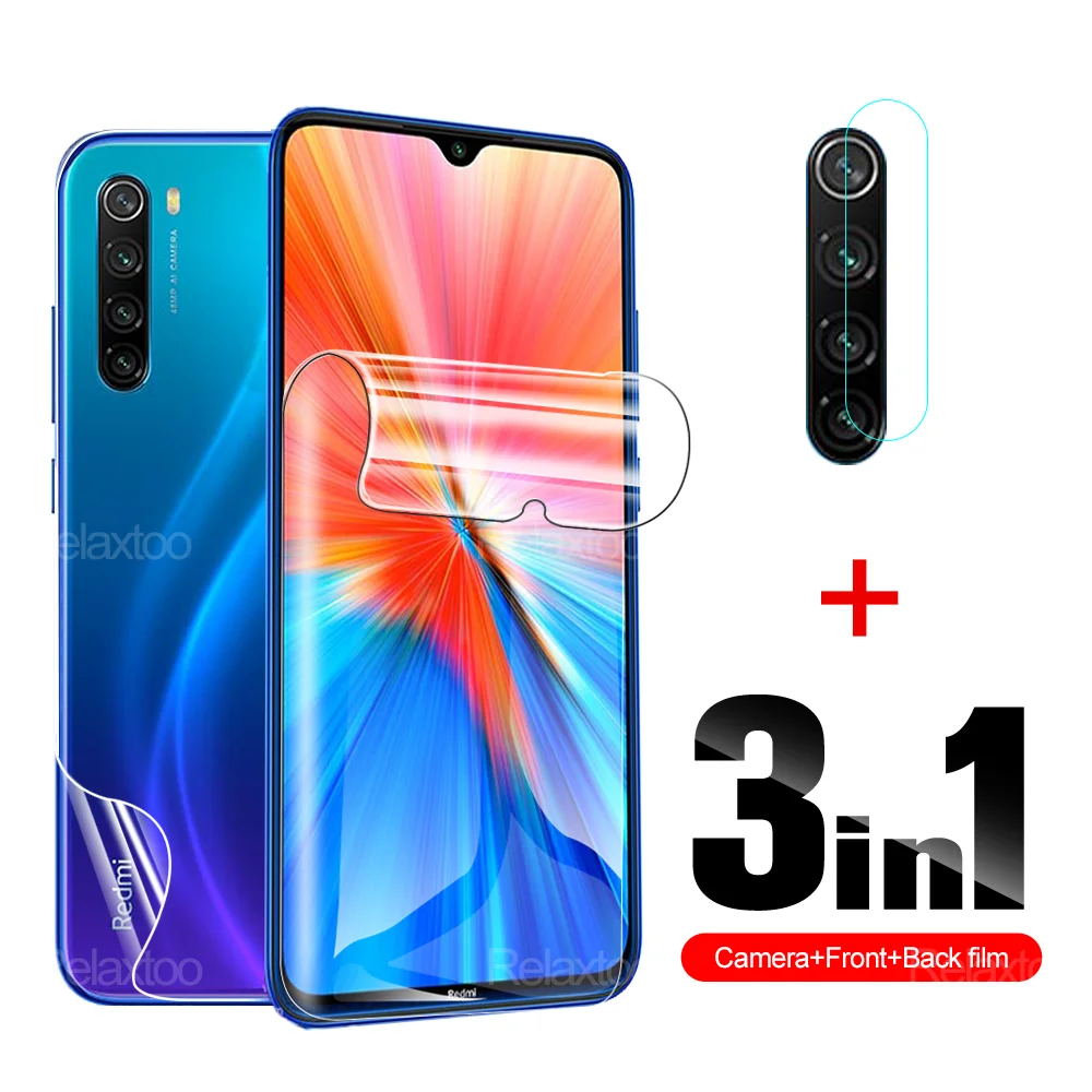 Гидрогелевая пленка 3 в 1 полное покрытие защита для Xiaomi Redmi Note 8 8T 7 7S Pro 2021 экрана