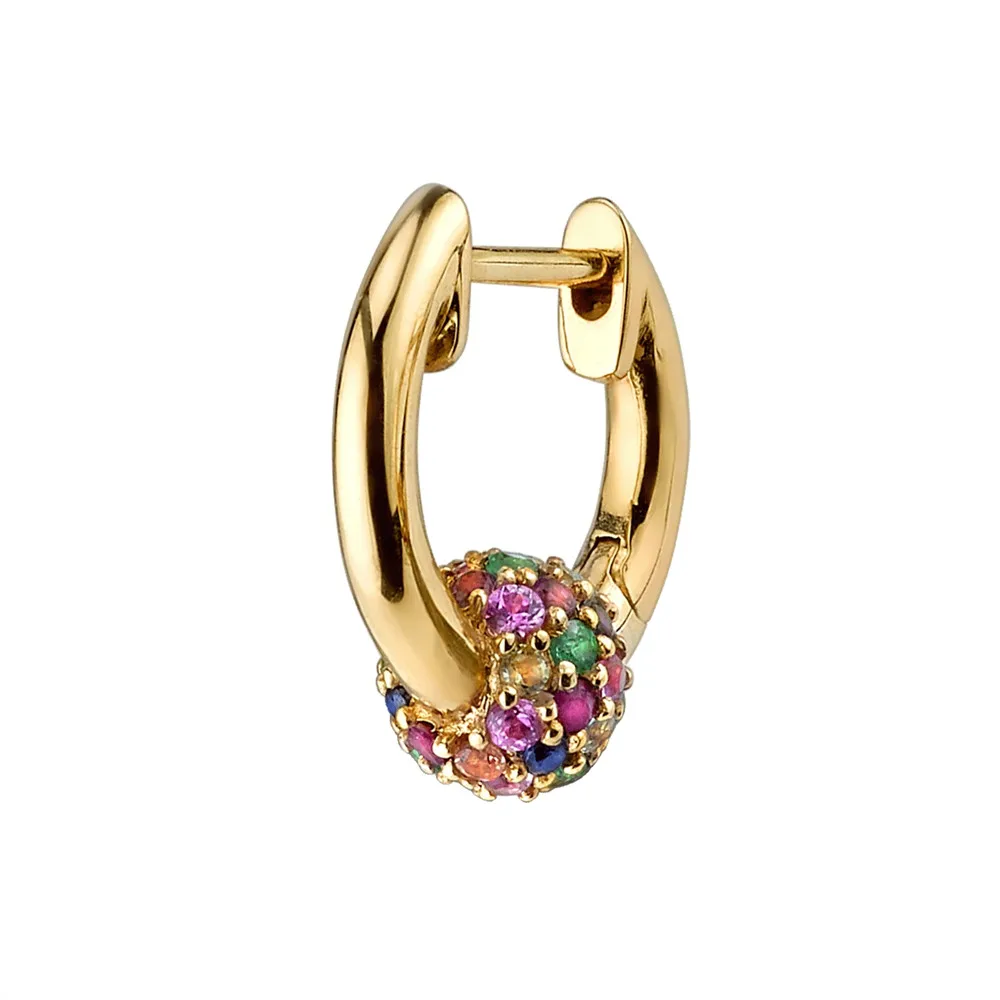 Rainbow CZ 1 pcs Altruist, 925 пробы, серебряная Сфера, 8 мм, Huggie, обручи, кристалл, Круглый Фианит, петли, тонкие, женские клипсы, пирсинг, радужная серьга, ювелирное изделие - Окраска металла: Rainbow CZ 1 pcs