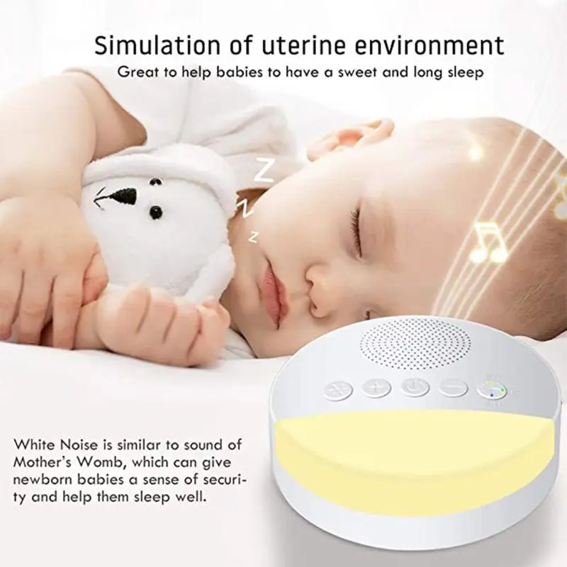 Nature Soothing Sounds Therapy White Noise Machine for Baby Adult Sleeping Relaxation USB Rechargeable bright night light