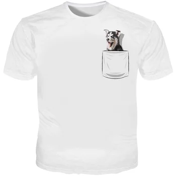 

Cloudstyle Funny T-shirt Men Animal Tshirt 3D Printed Dog Cat T Shirt Male Streetwear Polyester Short Sleeves Shirts Asian Size