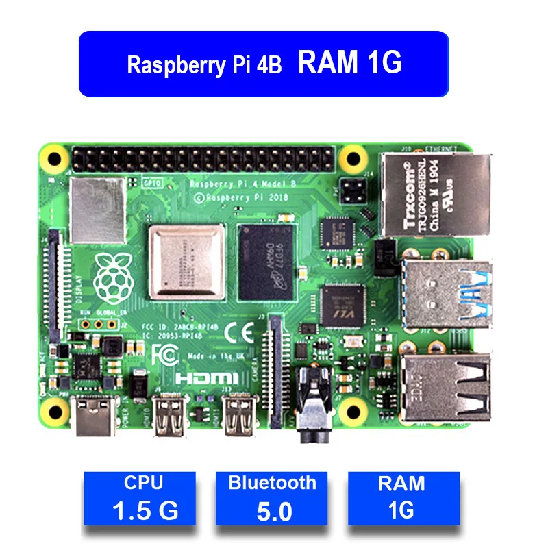 Комплект 1 Raspberry Pi 4 Model B с 1/2/4GB Оперативная память BCM2711 Quad core Cortex-A72 ARM v8 1,5 ГГц Поддержка 2,4/5,0 ГГц WI-FI Bluetooth 5,0 - Комплект: Комплект 1