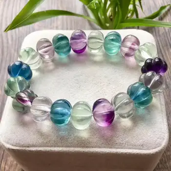 

14mm Natural Brazil Colorful Fluorite Quartz Bracelet Gemstone Round Beads Wealthy Men Anniversary Love New Gift Bracelet AAAAA