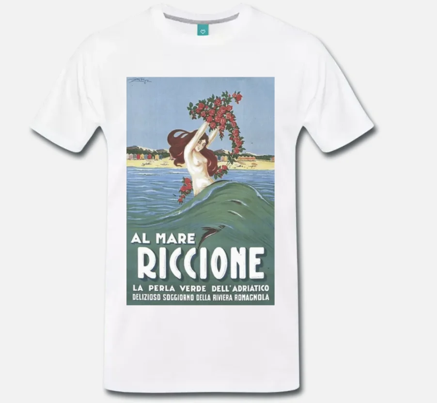 Футболка RICCIONE RIMINI RIVIERA ROMAGNOLA ESTATE плакат Винтаж 1 |
