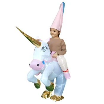 

Kids Inflatable Costume Riding Unicorn Suit with Hat Cosplay Party Fat Pant Fancy Dress