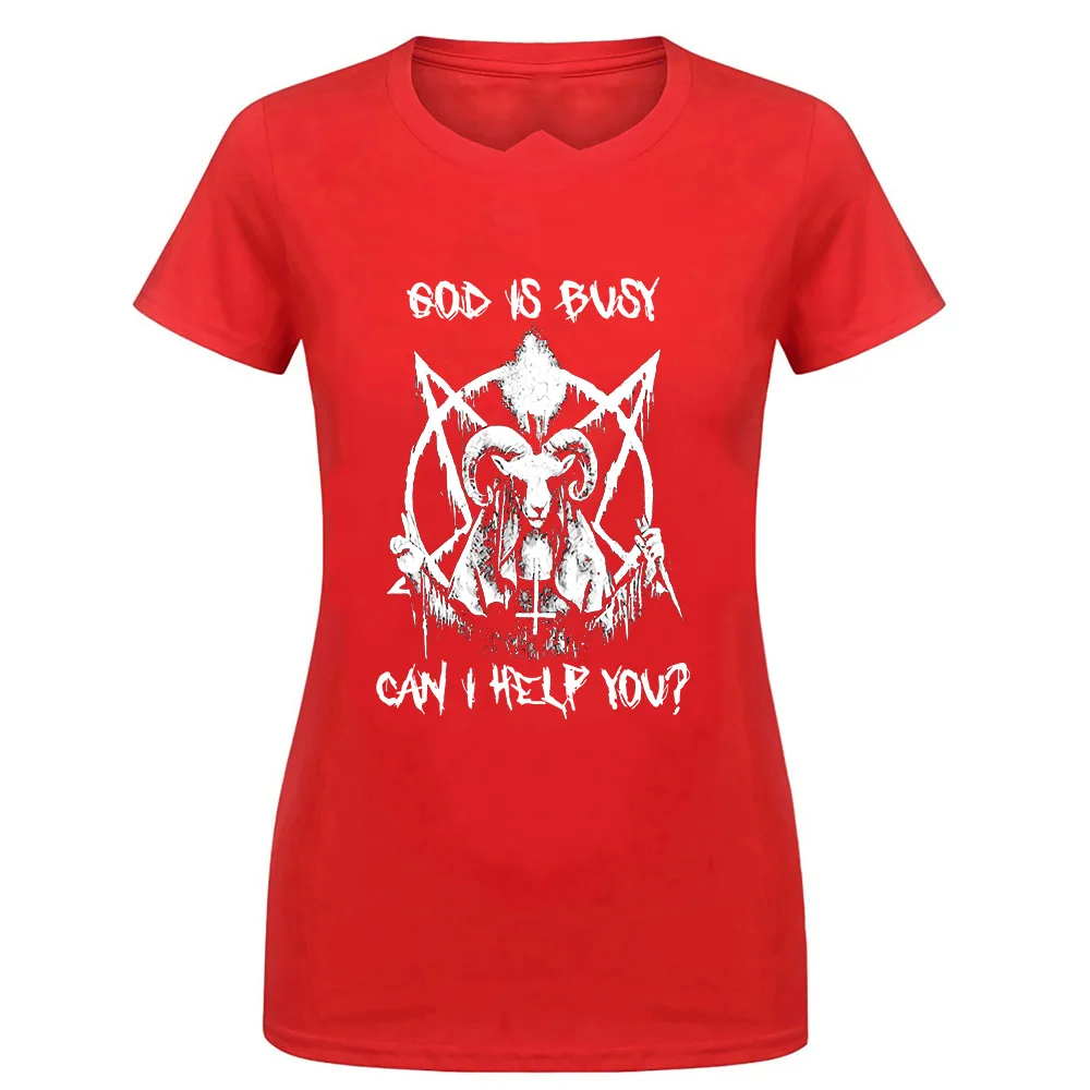 Бог занят могу ли я помочь вам Мужская футболка Черная хлопковая S-6Xl уличная футболка рубашка - Цвет: women red