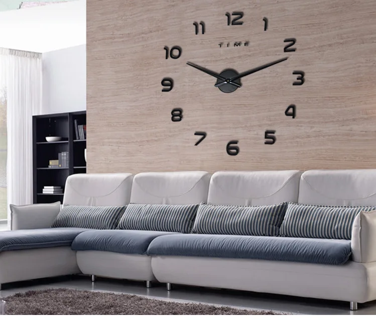 Amazon Hot Selling Creative Wall Clock DIY Clock Sticken on the Wall Cool Art 3D Acrylic Mirror European Style Wall Clock Small