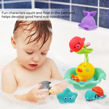 

Baby bath toys animal swimming water toys colorful soft floating rubber squeeze water spray classic toys for baby kids Gift