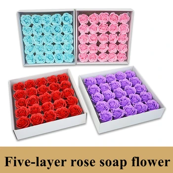 

25Pcs Five-layer Rose Soap Flower Bath Body Flower Floral Soap Scented Rose Flower Essential Wedding Valentine'S Day Gift