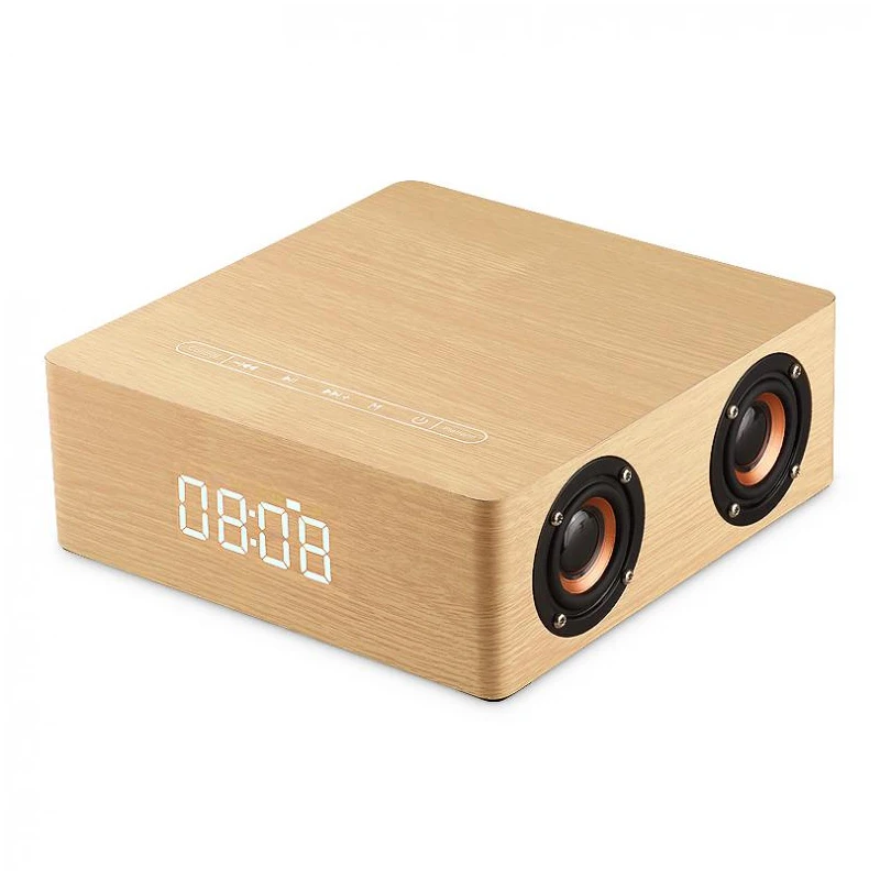 

Clock Edition Wooden Bluetooth Speaker Home Four Speakers with Time Display and Full Frequency Horn for Smartphone