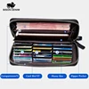 BISON DENIM Genuine leather Wallet Men Zipper Coin Pocket Long Purse Male Passport Multi-card Slots Wallet large capacity 3