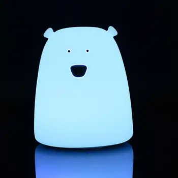 

Battery Powered Silicone Bear Shape Night Light Seven Colors Bedroom Decor