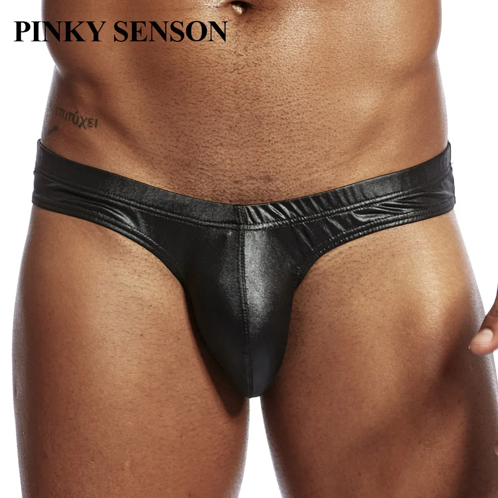 Pinky Senson-ropa interior Sexy para hombre, calzoncillos de cuero sintético, bolsa convexa en U, Cueca - AliExpress