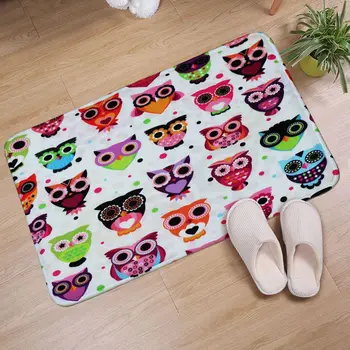 

New bedroom cartoon owl anti-skid floor mats digital printed flannel thickened mats