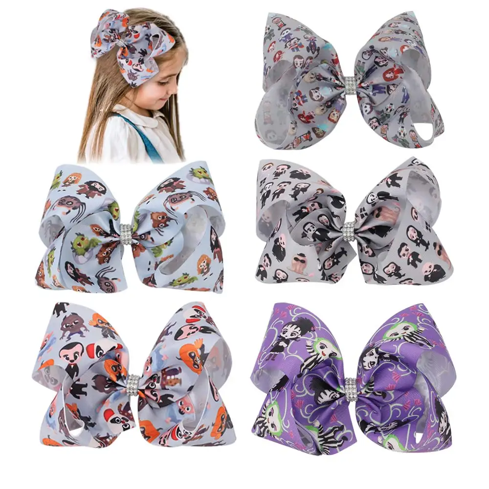 

2020 Halloween Hair Accessories For Girls Pumpkin Printed Ribbon Hairbows Baby Girl Hairclips Lovely Hair Clips Barrettes