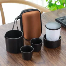 Набор чайников керамический чайный сервиз фарфор кружка с двойными стенками креативный чайник кунг-фу чай портативный дорожный набор для чая с дорожным мешком C25