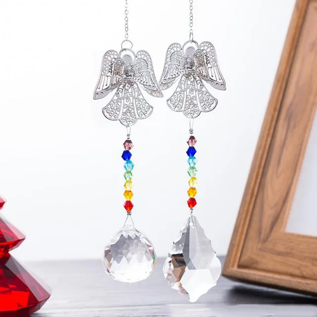 Crystal Suncatcher Guardian Angel Charm Faceted Ball Prizma Medál Diy Csillár Alkatrészek Ablak Karácsony Lógó Dekoráció - Image 2