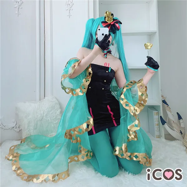 Предпродажа VOCALOID Miku 12 юбилей день рождения платье Сексуальная труба топ платье Хэллоуин Рождественский костюм для женщин
