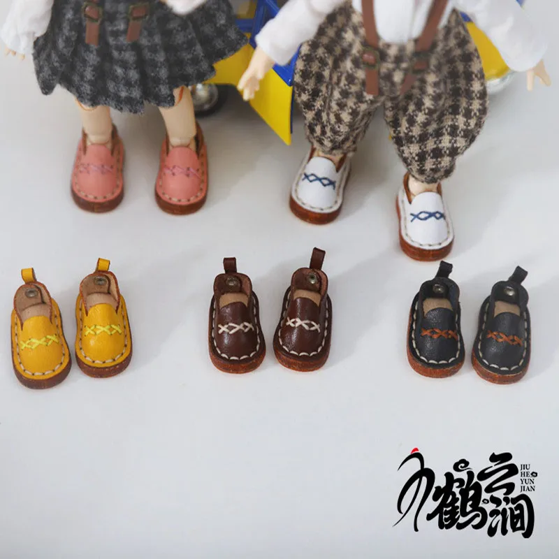 New Casual Handmade Cowhide Doll Shoes: Three XX Leather Shoes, Lovely Ob11 Shoes, Leather 1/12 BJD Doll Shoes, Obitsu11, GSC, new casual handmade cowhide doll shoes accessories small leather shoes small sandals leather shoes lovely ob11 shoes leathe