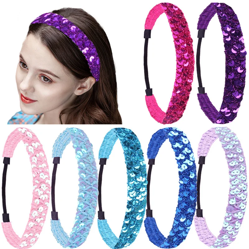 Candygirl Women Glitter Shiny Sequins Headband Cute Colors Shine Hairbands For Girls Family Party Headwear Hair Accessories family and party use healthy oil free factory wholesale air fryers oven