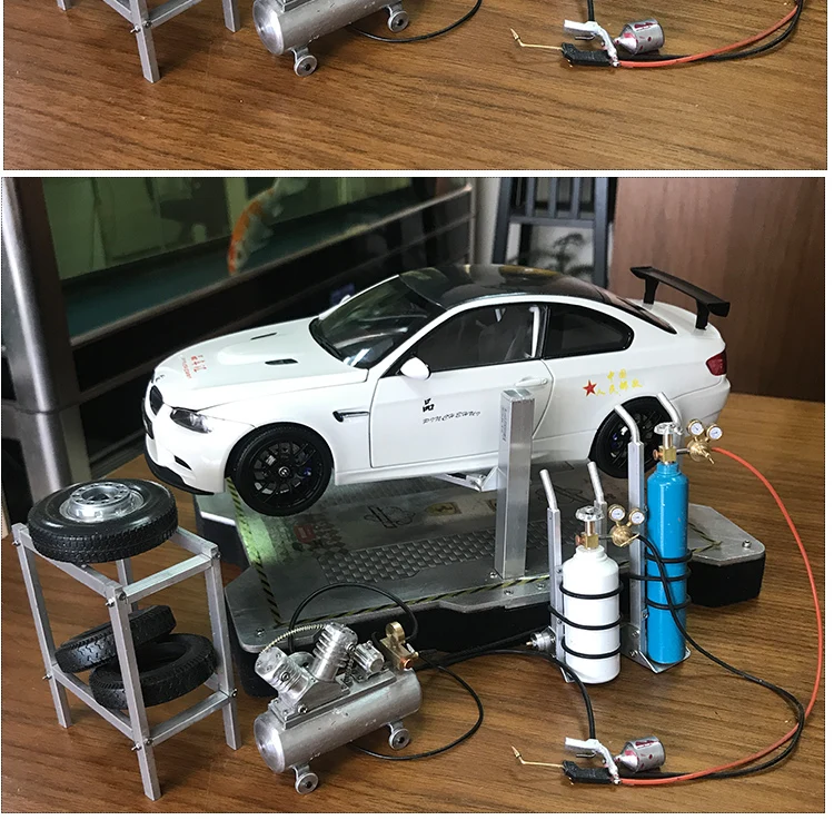 1:18 высокое моделирование DIY бутик модель автомобиля ремонт сайт Набор Модель Ремонт магазин аксессуары Лифт обслуживание завод без автомобиля