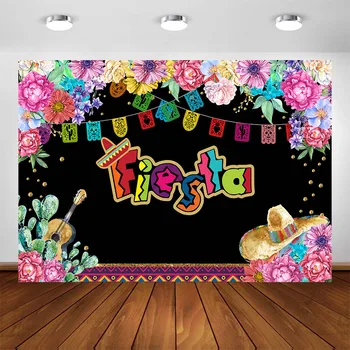 

Mexican Fiesta Themed Party Photo Booth Background Summer Fiesta Birthday Party Decoration Backdrops Photography Supplies