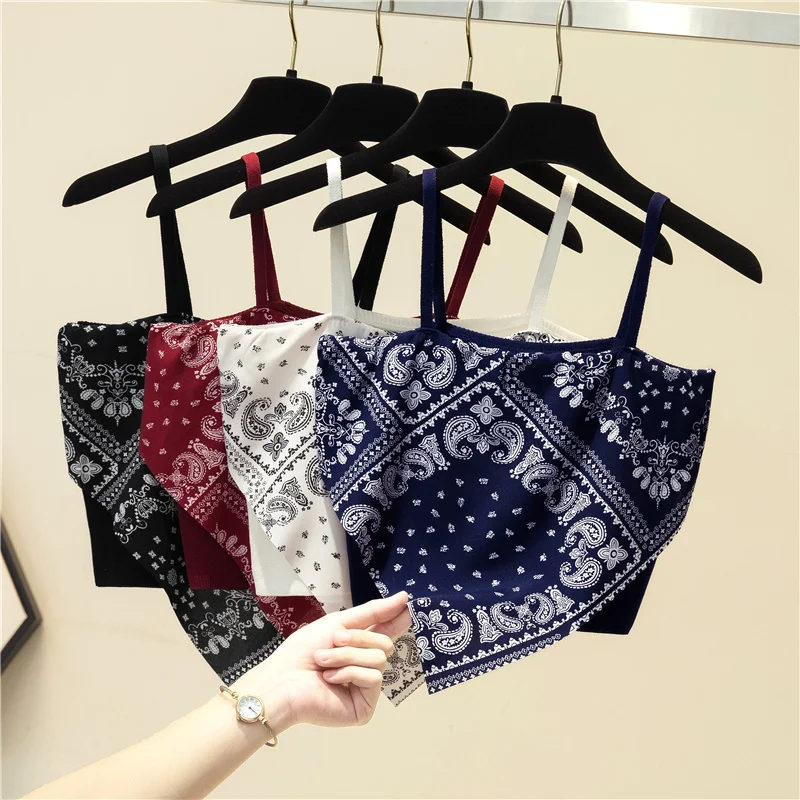 lace camisole Summer new ladies retro crop top high waist slimming stretch slim short sleeveless bottoming top women's bra