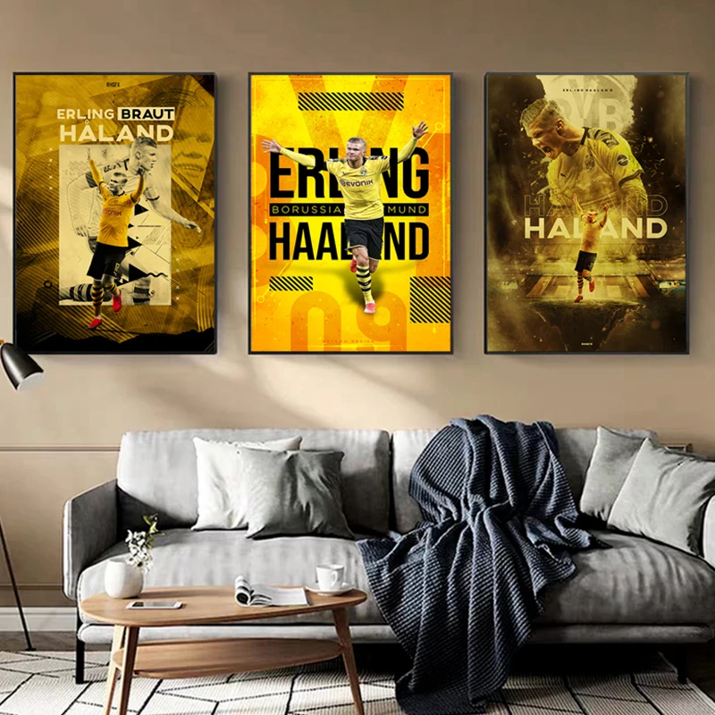 Erling Haaland Fooball звезда Футбол Искусство и принты на холсте картина стену друг
