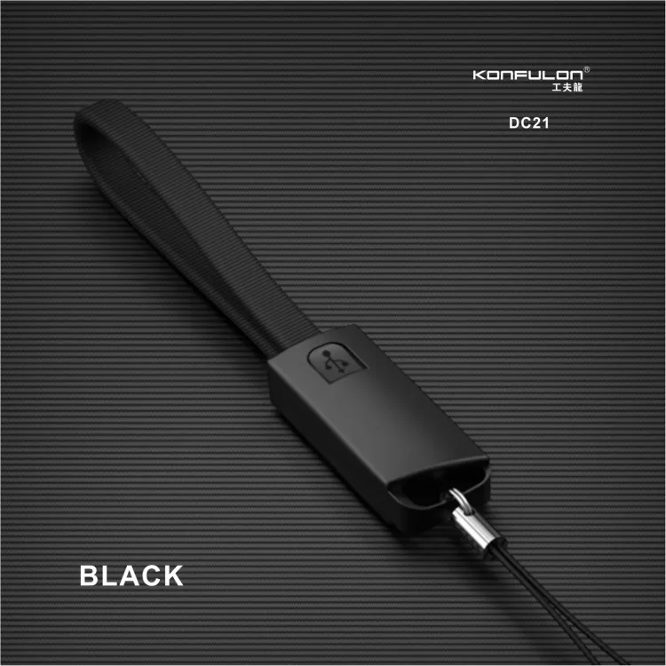 2.4A Быстрая зарядка Micro usb кабель для передачи данных для Xiaomi huawei samsung Android Мобильный цепочка для телефона и ключей usb зарядный шнур DC21 - Цвет: Black