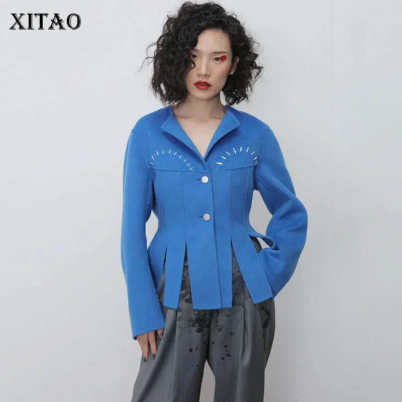 XITAO, куртка с разрезом и кисточками,, весеннее, элегантное, маленькое, свежее, из кусков, повседневное, с одной грудью, повседневное, облегающее пальто GCC3151