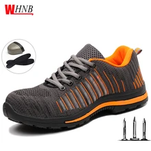 Мужские рабочие ботинки защитная обувь со стальным носком, с защитой от разбивания, с защитой от прокалывания сетчатая дышащая дезодорирующая Мужская защитная обувь размеры 36-46