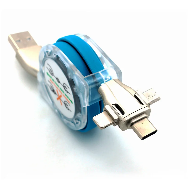 3 в 1, 3 в 1, Выдвижной USB кабель для iPhone, Xiaomi, samsung, huawei, Oneplus, Micro USB+ кабель type-C, 1 м, кабель USB C для быстрой зарядки