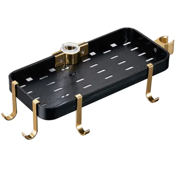 

Punch-free Tray Bathroom Organizer Rack Shower Tube Tray Rod Hook Shelf Storage Case Bathroom Accessories