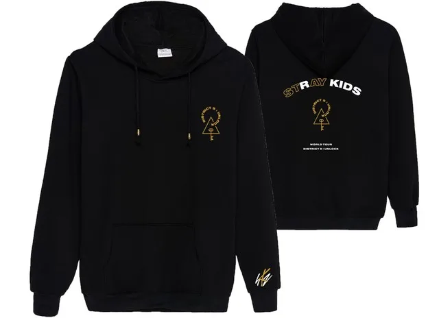KPOP защищает Детские World Tour District 9 разблокировать Толстовка StrayKids в Корейском стиле, уличная одежда в стиле «хип-хоп», хлопковая толстовка с капюшоном и длинными рукавами Для женщин