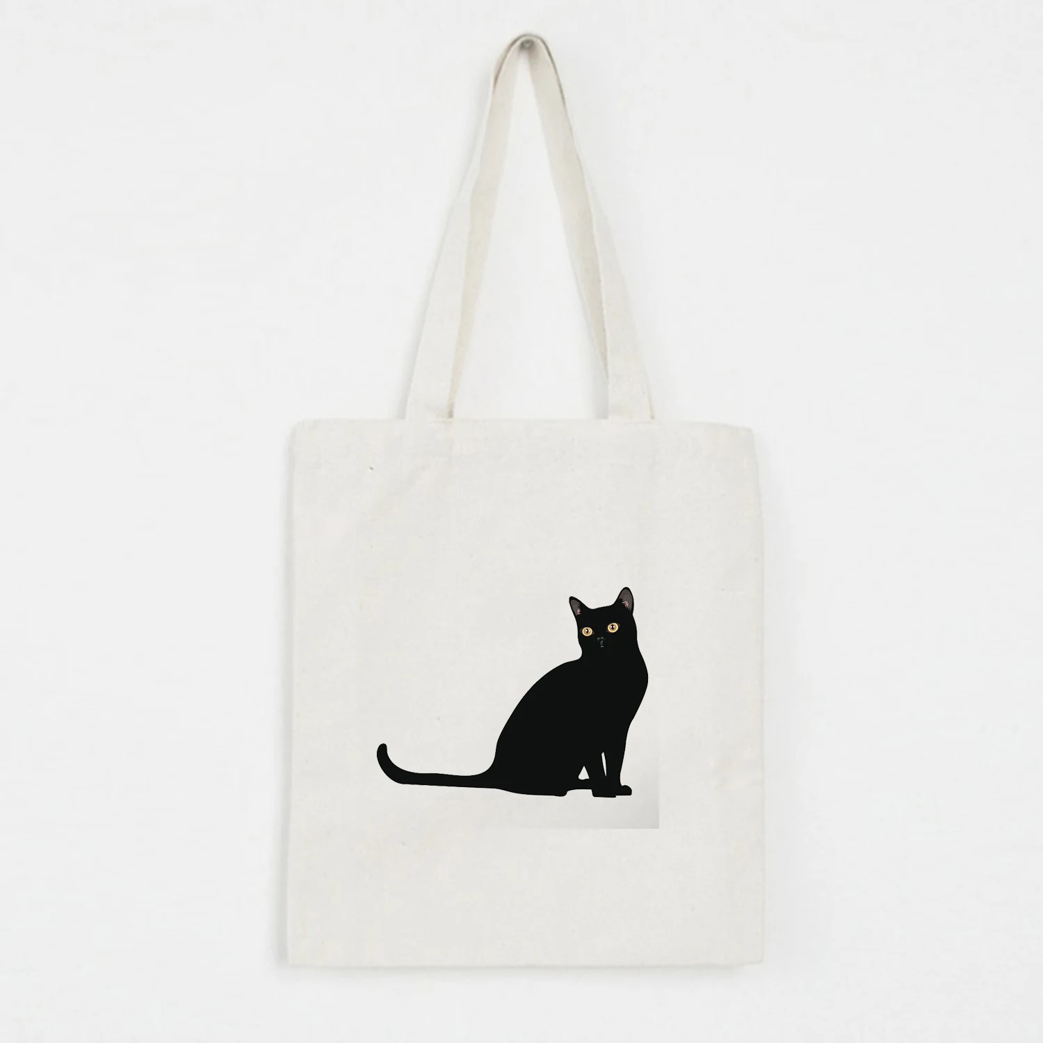 Парусиновые сумки на плечо с надписью «I'm A Cat» и изображением кота, хозяйственная сумка, эко-сумка для покупок, модная повседневная Складная Большая Сумка - Цвет: A178WHITE