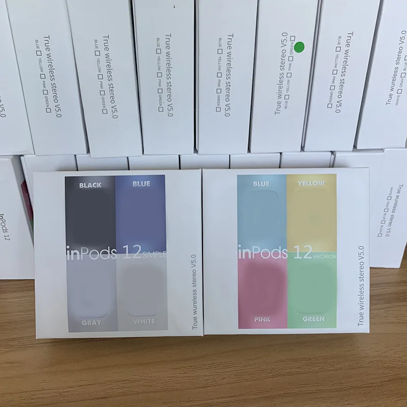 30 шт. оригинальные беспроводные наушники inpods 12 Macaron Bluetooth TWS V5.0 Стерео Мобильный телефон спортивный пот сенсорные наушники всплывающие