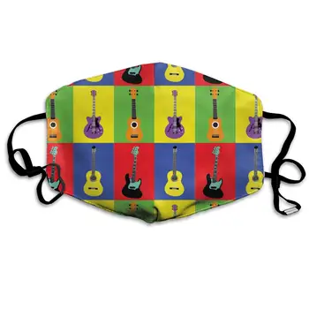 

Mouth Mask & Healthy Fashion Face Cover Masks, Musical Instruments Guitars Pop Art Polyester Comfortable Dust-Proof Mask