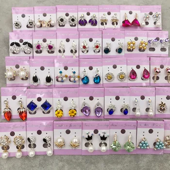 

30 Pairs/lot luxury fashion women crystal style earring lot top quality zircon women wedding earring wholesale 201102-71