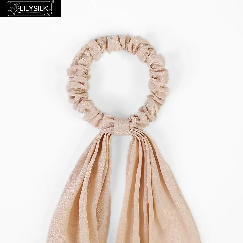 LilySilk 3 упаковки шарф резинки для волос из чистого шелка Женская эластичная лента для волос с бантом 100 натуральный сырой шелк мягкий