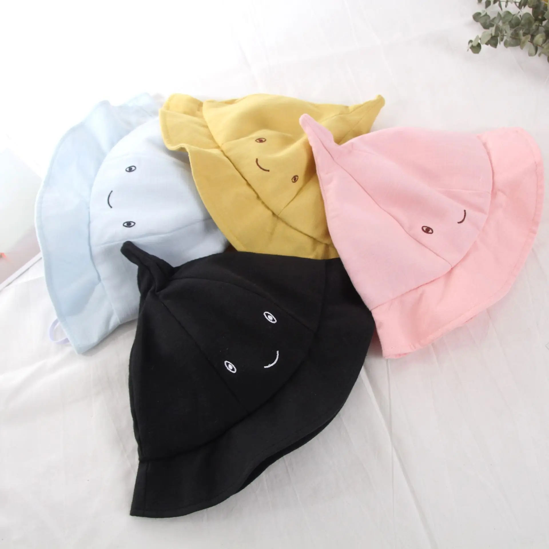 H7418 Children's Fisherman Hat Korean Cute Embroidered Baby Sun