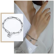 

Chic Personalized Rectangle Paperclip Chain Bracelets for Women,Stainless Steel Oval Links Wristband,Custom Gift for Her