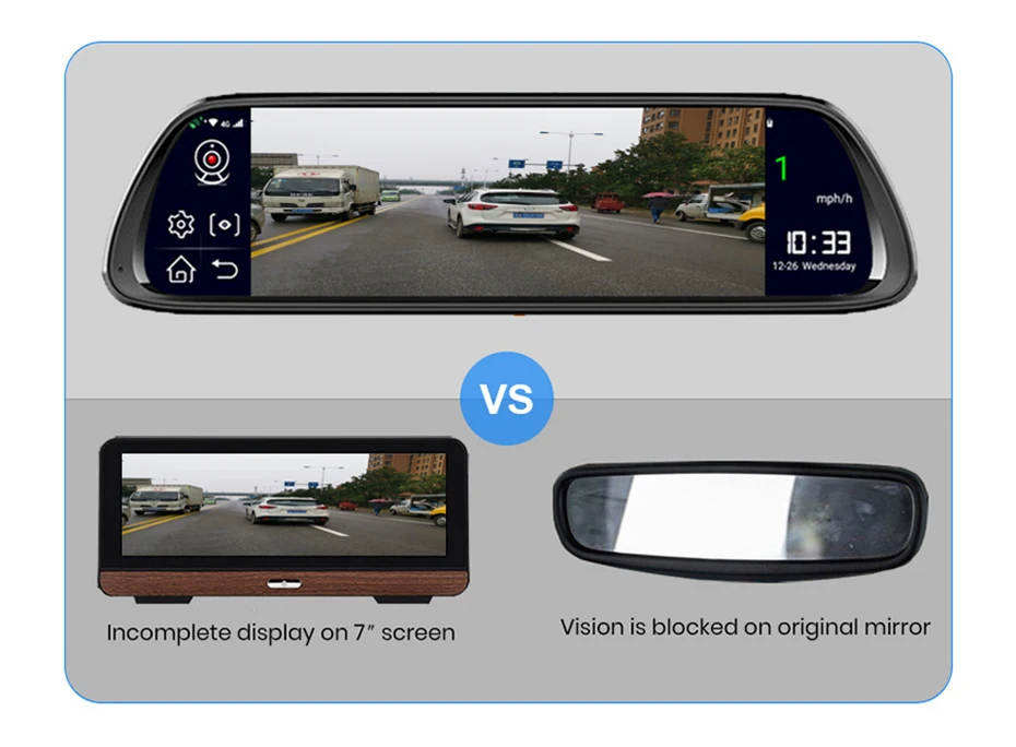 QUIDUX 1" сенсорный экран 1080P зеркало заднего вида, Автомобильный видеорегистратор, камера с двумя объективами, автомобильная камера, видеорегистратор с резервной камерой 1080p
