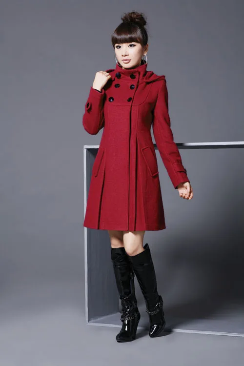 Женская куртка, женское длинное шерстяное пальто с капюшоном, двубортный плащ-ветровка для женщин