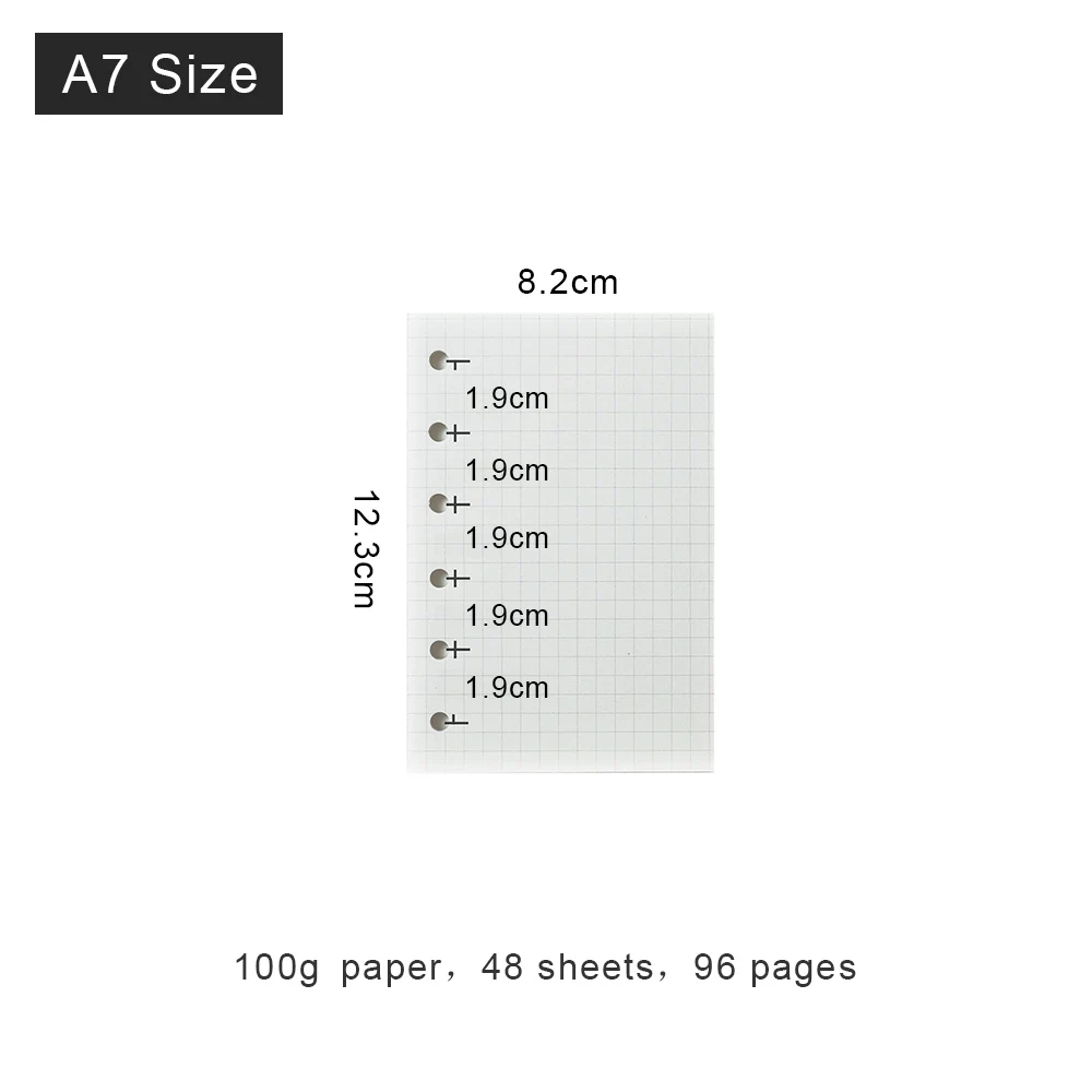 A7 Grid Высокое качество, записная книжка с кольцом, А5, личный А6, А7, вставные заправки, 6 отверстий, вкладыш, дневник на спирали, планировщик, внутреннее ядро, 100 г, бумага - Цвет: A7 Grid