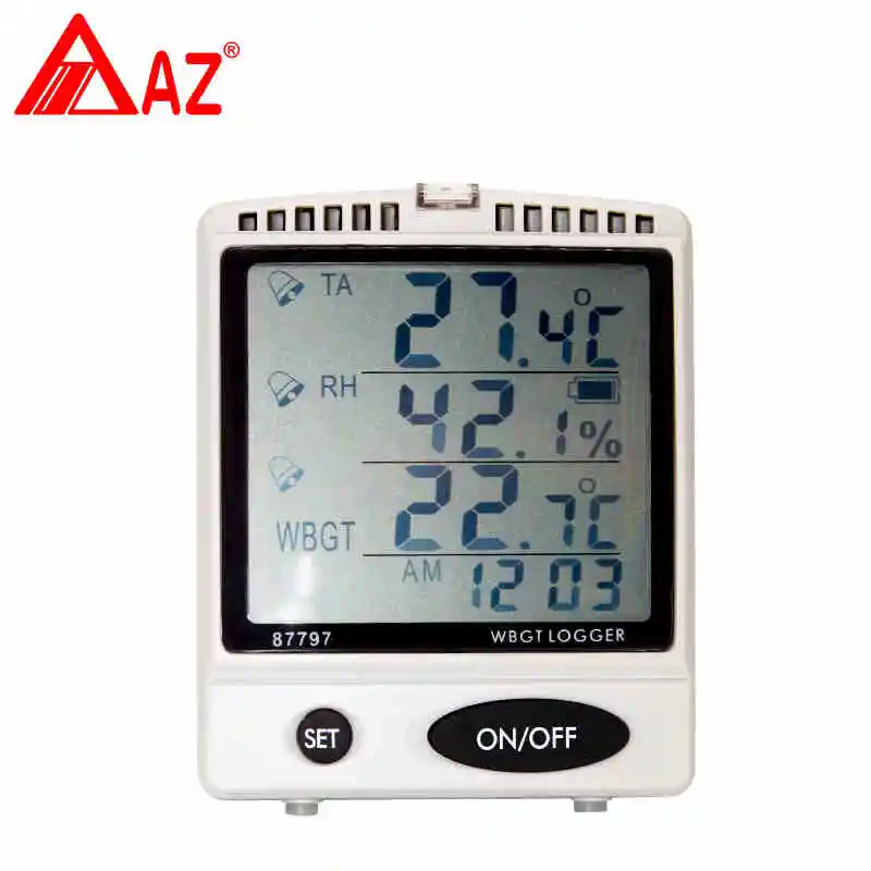 AZ87797 Настольный измеритель температуры влажности WBGT SD карта Datalogger