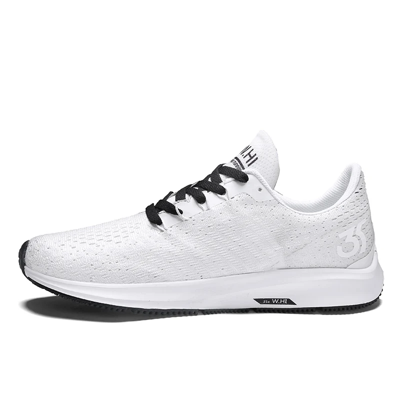 Новая весенняя дышащая обувь для бега, мужские модные кроссовки, летняя уличная спортивная обувь, профессиональная обувь для тренировок размера плюс - Цвет: Белый