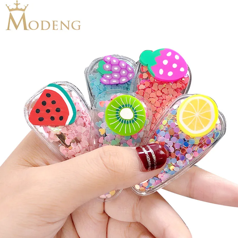 

Color Quicksand Transparent Side Clip Girl Fruit Hair Clip Korean Baby bb Clip Sweet Hairpin Barrette Girl Headdress Accessories