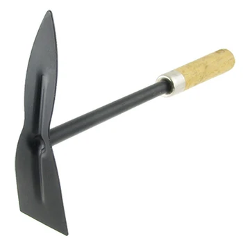 

Wooden Handle Metal Hand Garden Tool Digging Hoe,black
